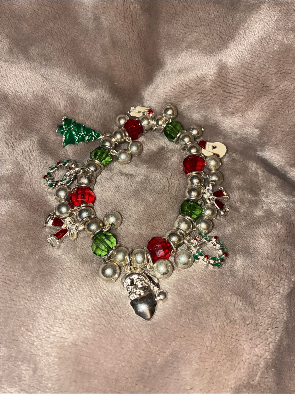 Festive Red & Green Holiday Charm Bracelet vintage